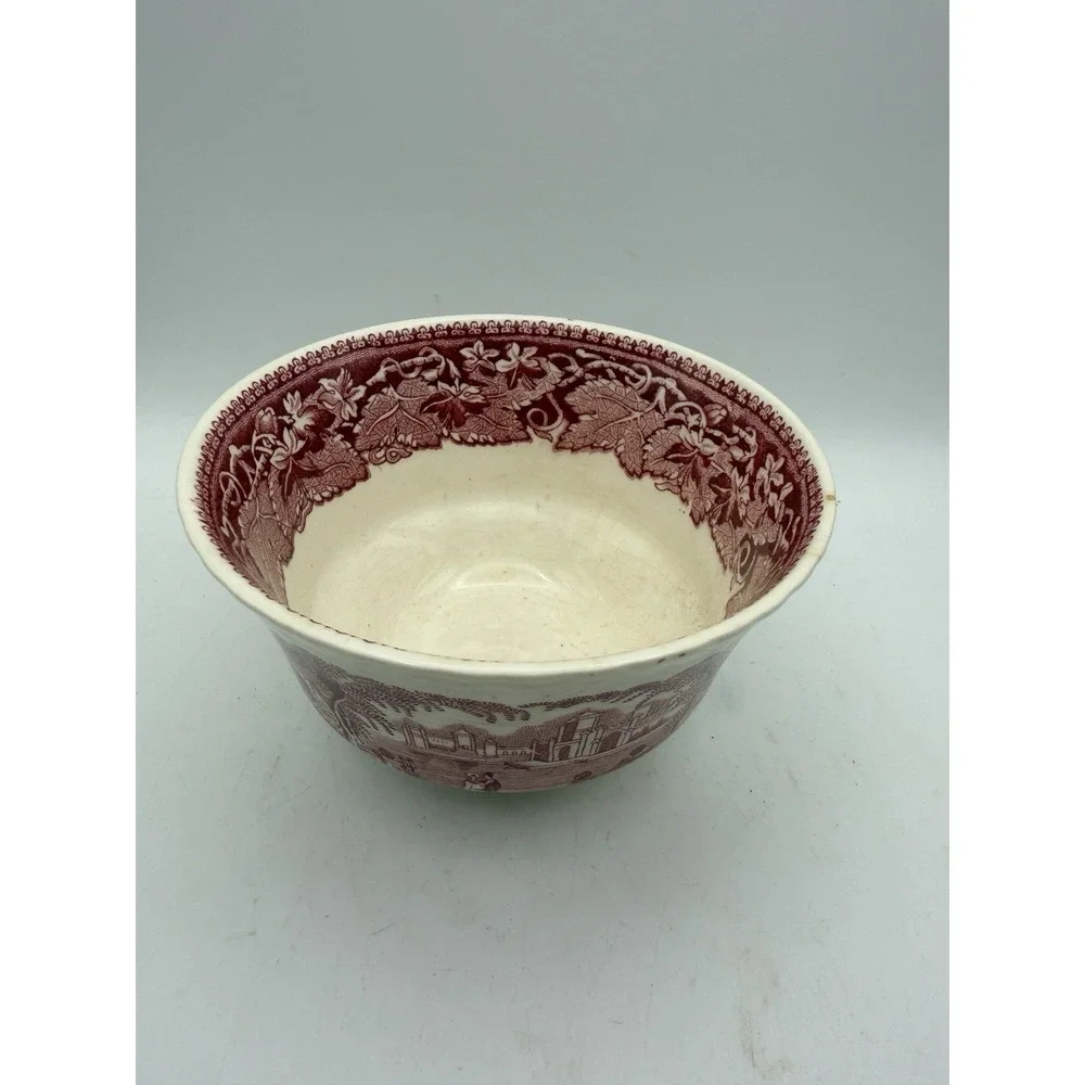 Mason's Vista Red Transferware Open Sugar Bowl Ironstone England Vintage